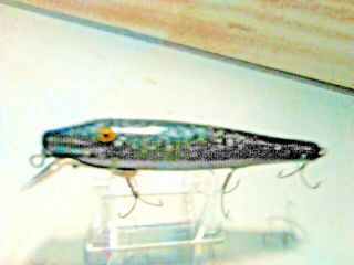 Old Lure Vintage Rare Pawpaw Black And Silver Flake Lure With Painted Eyes.