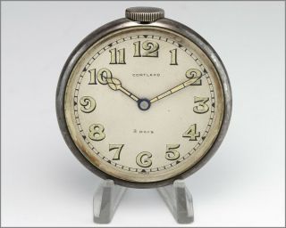 Runs Vintage 1950s Cortland 8 Days Concord Watch Co.  Travel Clock - Swiss Made