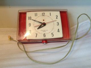 Vintage General Electric Telechron Red & Chrome Wall Clock Model 2h105
