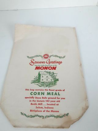 Vintage Graphic Monon Corn Meal Bag Season Greetings Vintage Christmas