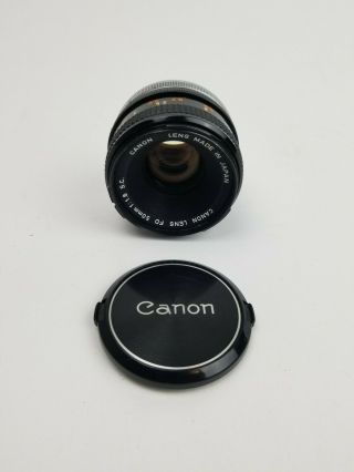 Vintage Canon Lens Fd 50mm 1:1.  8 S.  C.  F/1.  8 Sc - Made In Japan