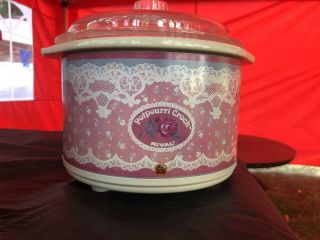 Vintage Rival Potpourri Crock Pot 3206 - Electric Simmering,  Pink Rose Design