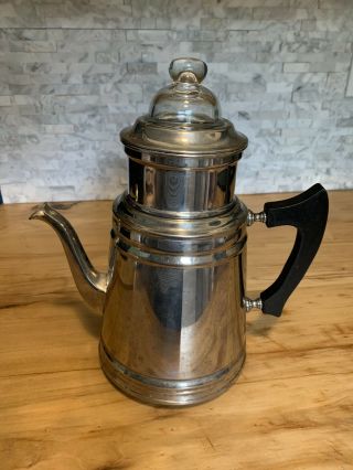Vintage Retro Manning Bowman Chrome Stove Top Coffee Pot Percolator 1950 