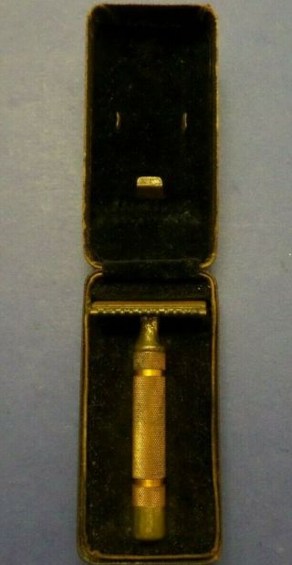 Vintage 1932 Gillette Gold Plated Style Safety Razor In Box/case