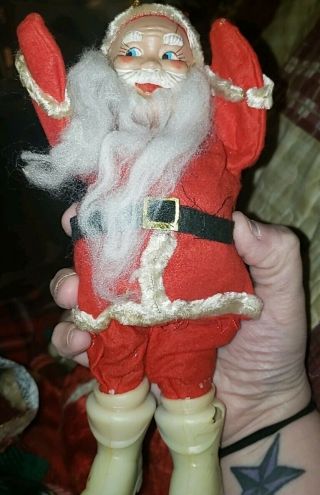 Vintage Stuffed Santa Doll - Plastic Faced,  Mcm Midcentury