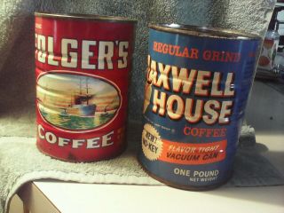 Vintage Coffee Cans Folgers And Maxwell House