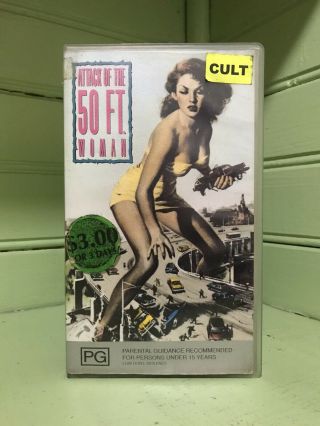 Attack Of The 50ft.  Woman Vhs Pal 1958 Vintage Sci - Fi Cult Classic Ex - Rental