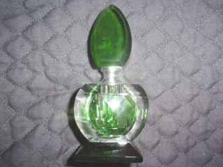 Vintage Sorelle Emerald Green Crystal Glass Perfume Bottle And Dabber