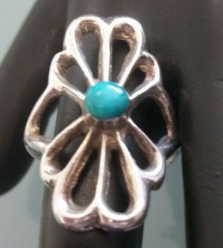 Vintage Southwest Native American Style Turquoise Silver Ring