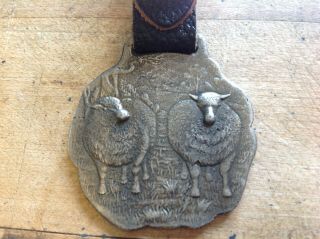 Vtg Sheep Lamb Raised Design Silver Tone Key Watch Fob Medal Medallion F60