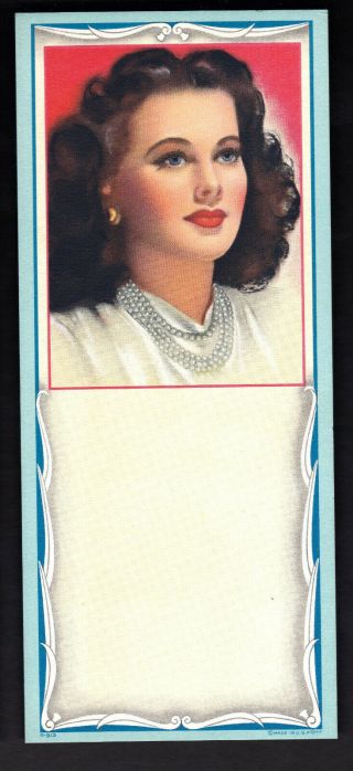 Vintage Pinup Blotter Brunette Perfect Makeup And String Of Pearls