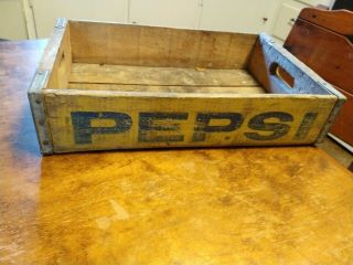 Vintage Pepsi - Cola Yellow Wooden Crate “temple Chattanooga” Is Etched In Wood