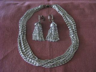Vintage Sarah Coventry Demi Necklace & Earring Set " Silvery Cascade " 1960