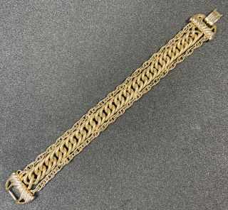 Signed Goldette High End Vintage Bracelet 7.  5” Gold Tone Chains Lot7
