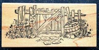 Vintage Rubber Stamp " Quaint Garden Gate " By Art Impressions 2 1/4 X 4 3/4 "