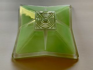 Vintage Art Deco Green Square Glass Ceiling Light Shade 11.  25 " 1 Hole Mount Ex