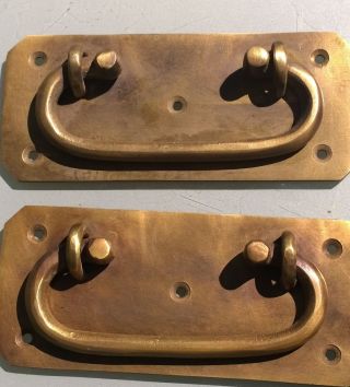 2 Box Handles Chest Brass Furniture Antiques Old Vintage Style 5 " Solid Brass