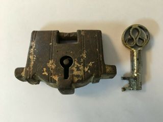 Lock Indian Old Vintage Iron Lock With Key Hand Made Unique Collectible
