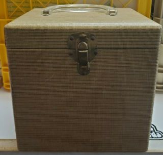 Platter - Pak Style Vintage Gold Checkered Pattern Wooden 7 " Record Carrying Case