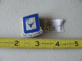 Vintage U.  S.  Army 161st Armored Infantry Bn Crest Or Di (pin Backed / Mm)
