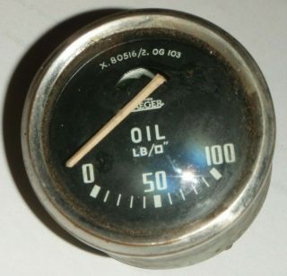 Vintage Jaeger Oil Pressure Gauge X80516/2 England Smiths Mk Ii Curved Glass