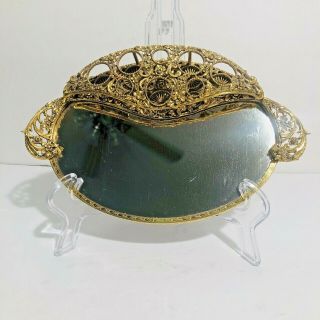 Vintage Matson Gold Ormolu Vanity Perfume Mirror Tray & Lipstick Holder Set