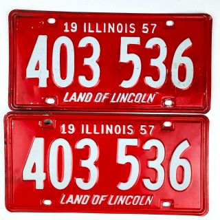 Illinois 1957 Vintage License Plate Pair Classic Car Bow Tie Year Man Cave Gift