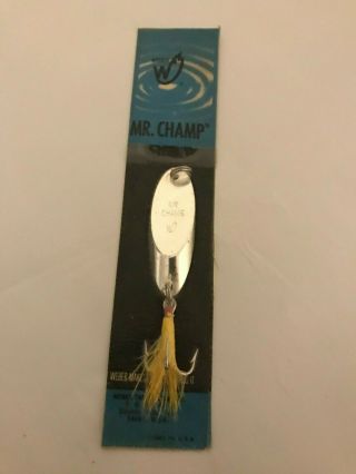 Vintage Mr.  Champ Silver Plated Fishing Lure By Weber Old Stock