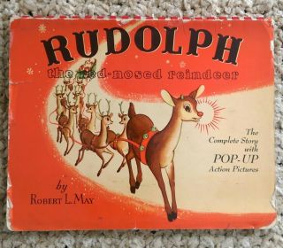 Rudolph The Red Nosed Reindeer Pop - Up Book Vintage 50 