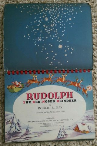 Rudolph The Red Nosed Reindeer Pop - Up Book Vintage 50 ' s 2