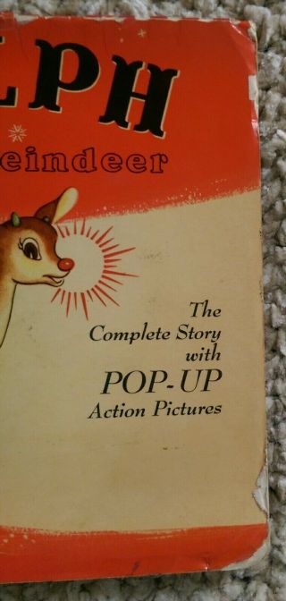 Rudolph The Red Nosed Reindeer Pop - Up Book Vintage 50 ' s 3