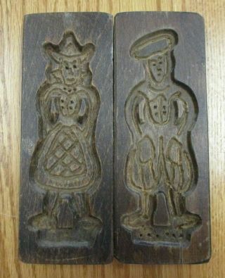 Awesome Two Vintage Hand Carved Wooden Cookie Forms/ Molds