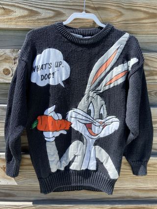 Vintage Looney Tunes Bugs Bunny Sweater - 1989 Warner Bros - Whats Up Doc