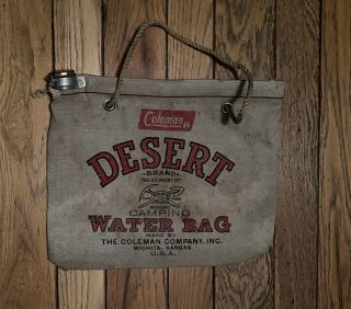 Vintage Coleman Desert Camping Water Bag Usa