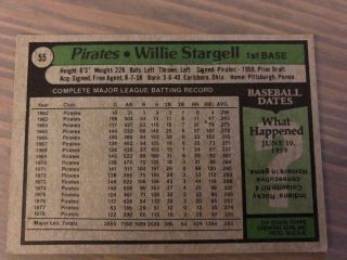 1979 Topps Willie Stargell Pittsburgh Pirates 55 Baseball Card 2