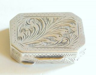 Vintage 800 Silver Hand Chased Snuff Pill Trinket Box