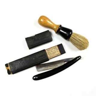 Shumate 850 Straight Razor W/ Case Extra Hollow Ground Wide Blade Shaving Brush
