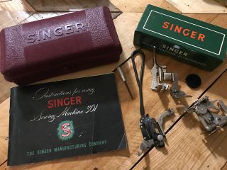 Vintage 1950’s Singer Sewing Machine 301 Attachments Buttonholer Booklets