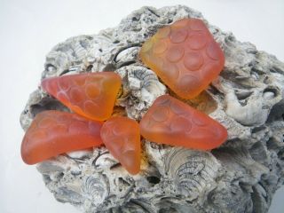 Sea Glass,  Vintage Orange And Yellow Hobnail