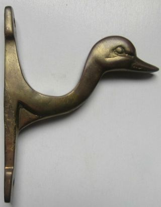 Vintage Solid Brass Duck / Goose Head Wall Mount Coat Hook Hanger