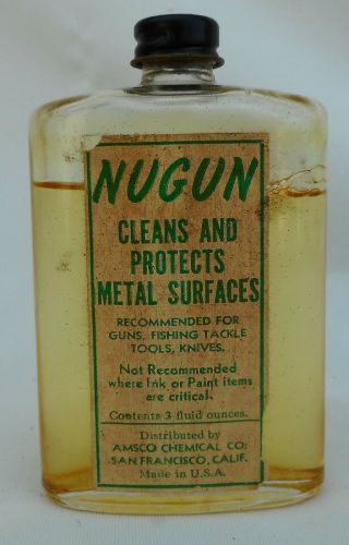 Vintage Bottle Of Nugun Metal Cleaner Cleans Guns,  Tools,  Knives,  Tackle