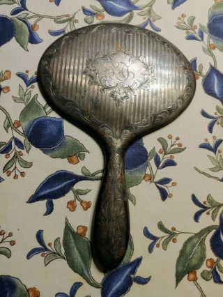 Vintage Sterling Silver Hand Mirror 10 " X 6.  75 "