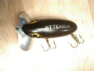 Vintage Fred Arbogast Jitterbug Fishing Lure,  Black,  2 1/2 "