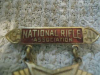 Vintage 1941 NRA National Rifle Association Red Enamel Sharpshooter Medal Pin 3