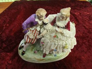 Vintage Unter Weiss Bach Porcelain Card Playing Figures - Lace Dress