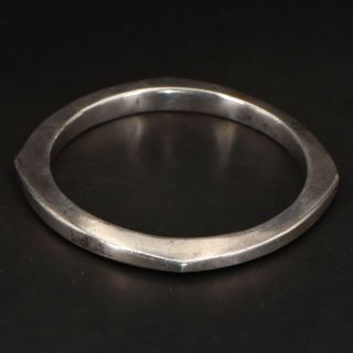 Vtg Sterling Silver - Mexico Modern Solid 7.  75 " Square Bangle Bracelet - 24g