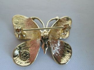 VINTAGE SIGNED BUTLER AND WILSON RHINESTONE PURPLE BUTTERFLY BROOCH PIN 3