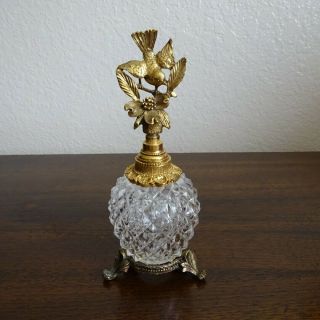 Vintage Matson Gold Gilt Bird And Dogwood Ormolu Flowers Perfume Bottle Dauber