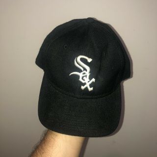Vintage 80s Chicago White Sox Black Wool Sports Specialties Cap Fitted 7 1/8 Mlb