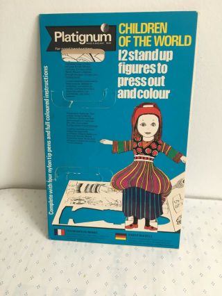 Vintage Booklet - 1972 Children Of The World 12 Press Out Paper Figures To Color